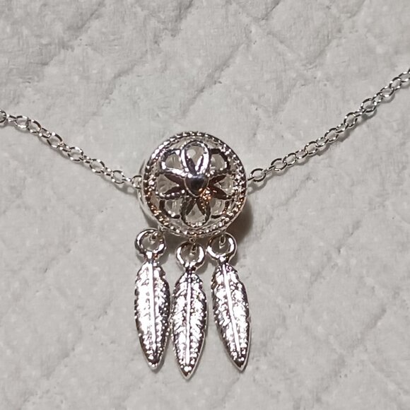 925 Sterling Silver Plated Dream Catcher Necklace - Picture 10 of 11